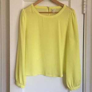 Forever 21 Long Sleeve Sheer Yellow Blouse